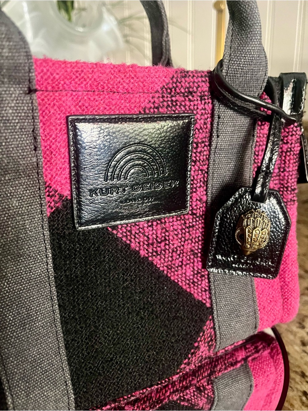 EUC Kurt Geiger London Extra Small Southbank Tweed Tote - Picture 3 of 14